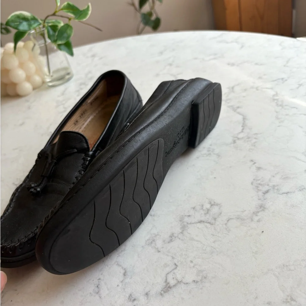 Salvatore Ferragamo Sport Black Leather Tassel Loafers women 8.5 - Picture 3 of 10